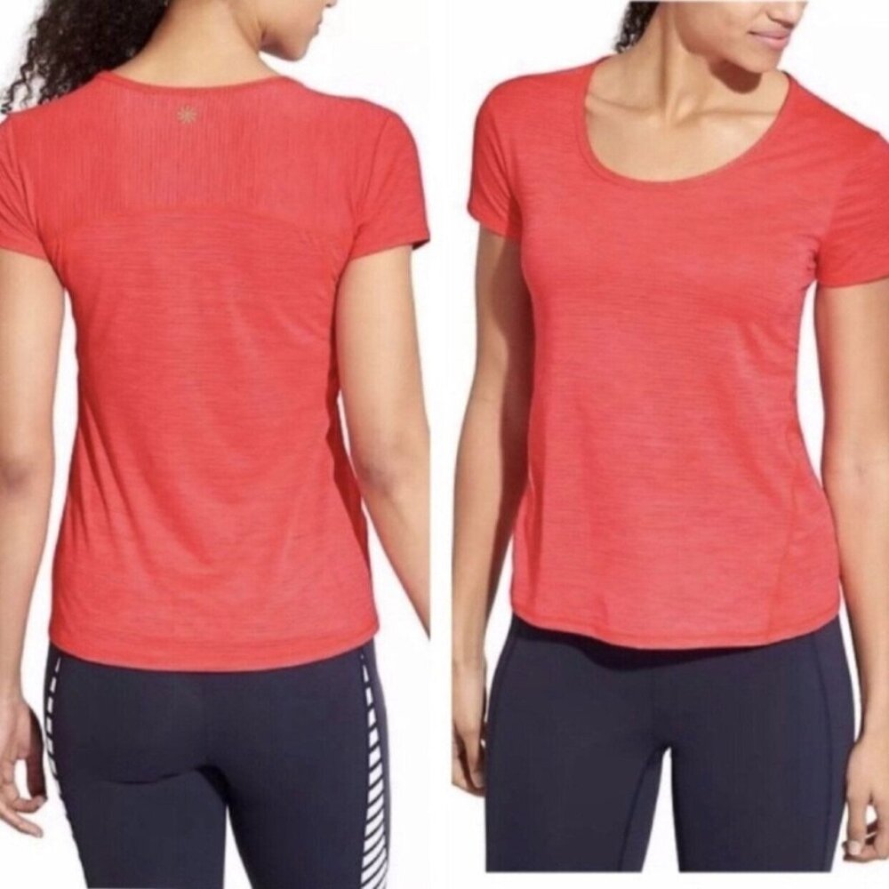 Athleta Shadow Stripe Chi Tee In Coral Quest